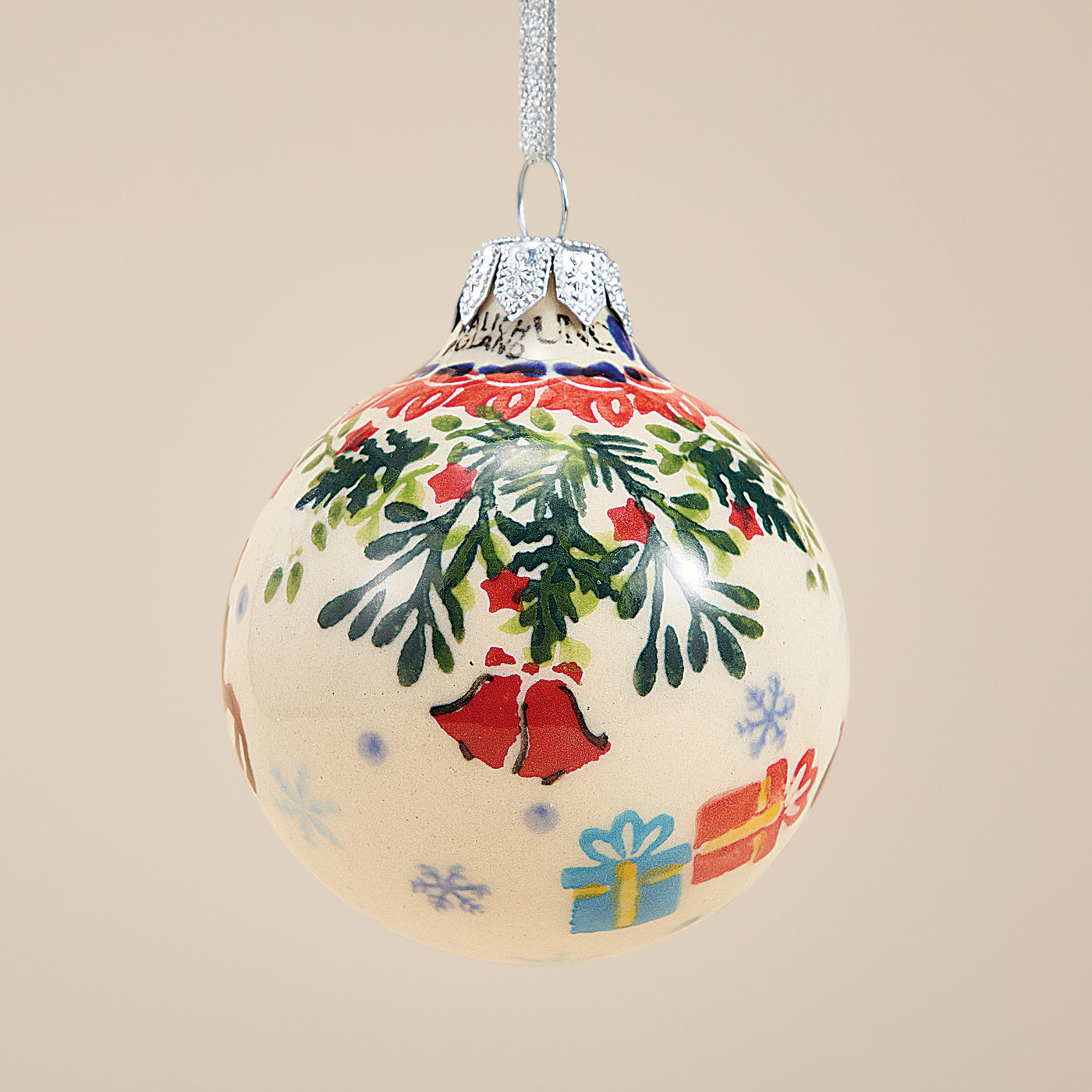 Polish Pottery Dashing All The Way Round Ornament