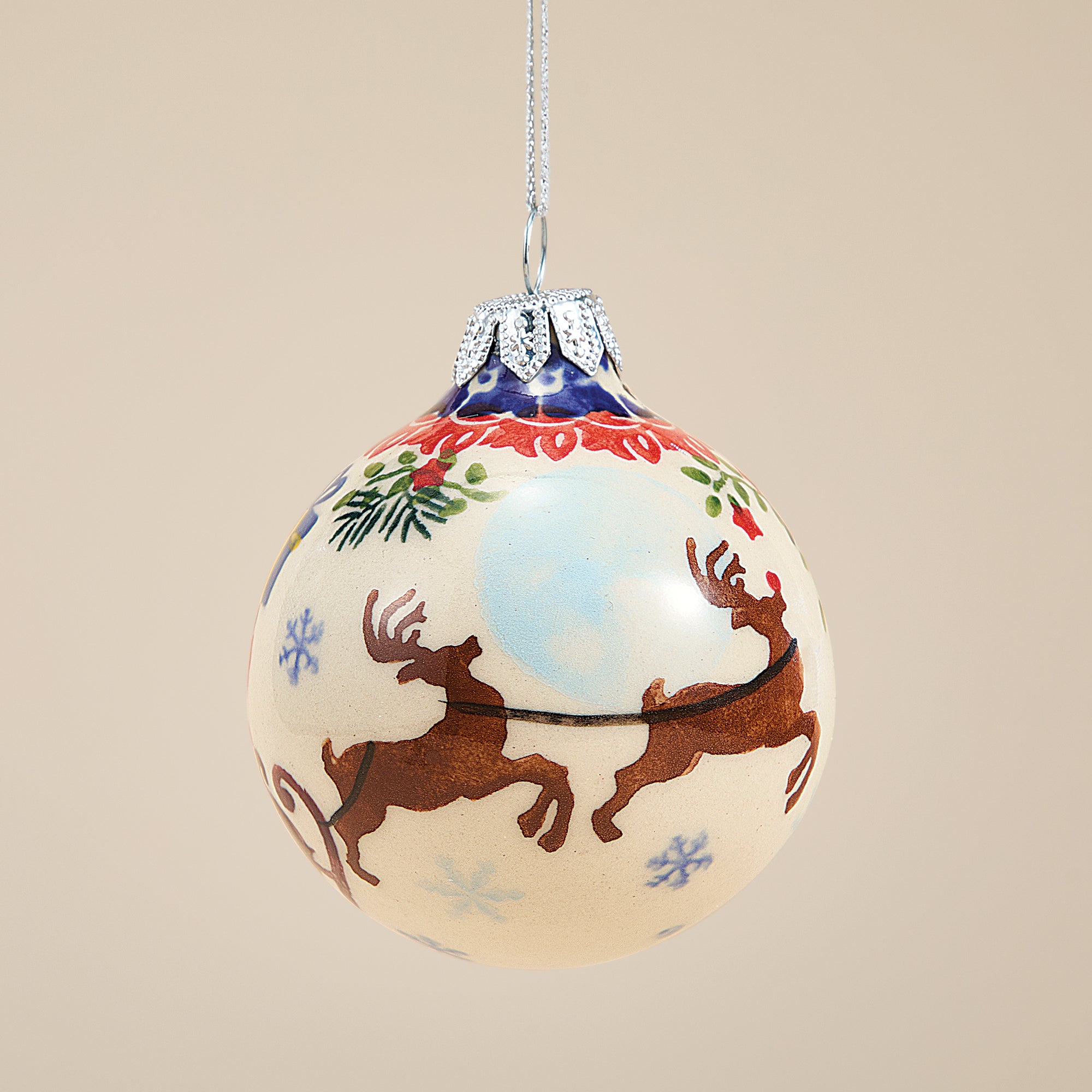 Polish Pottery Dashing All The Way Round Ornament