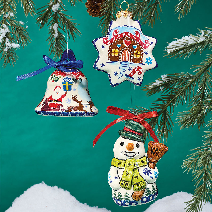 Polish Pottery Gingerbread Village Star Ornament