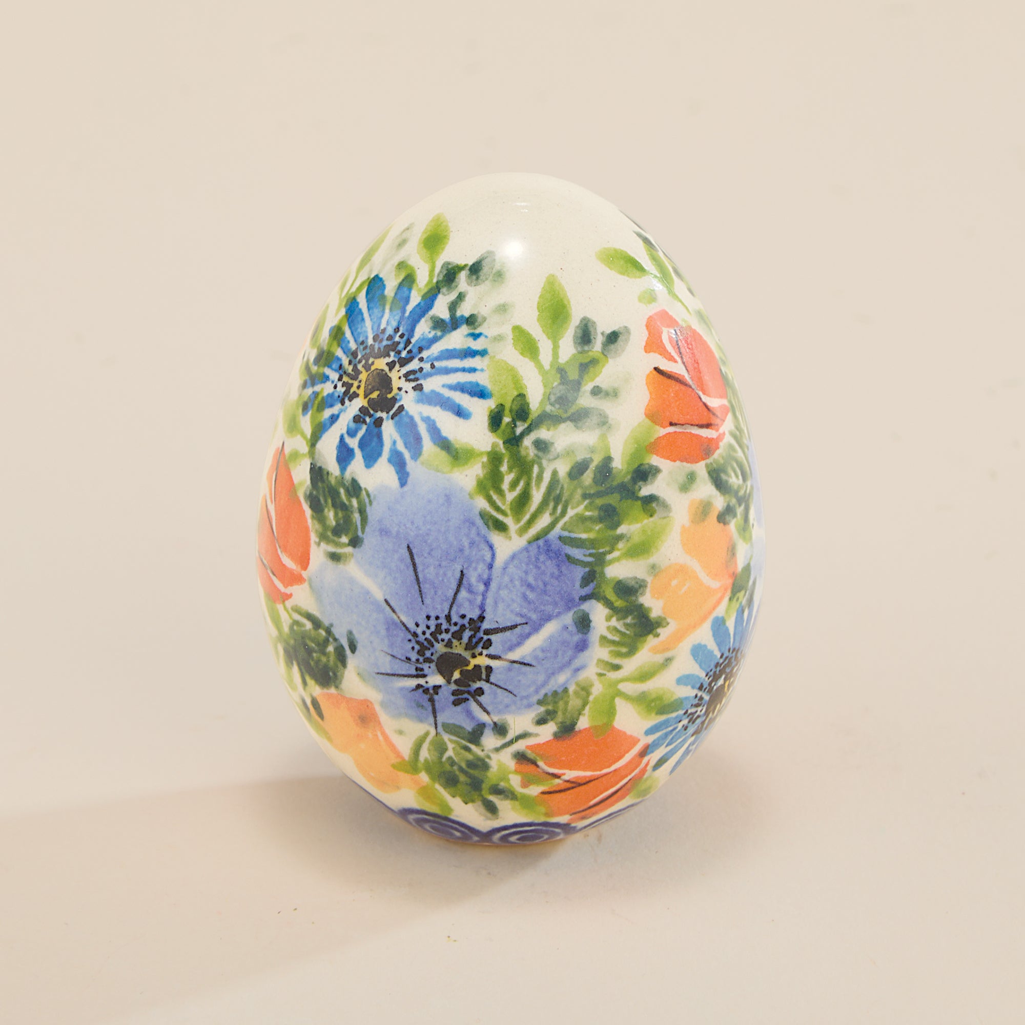 Polish Pottery Small Petal Pot Egg Sculpture