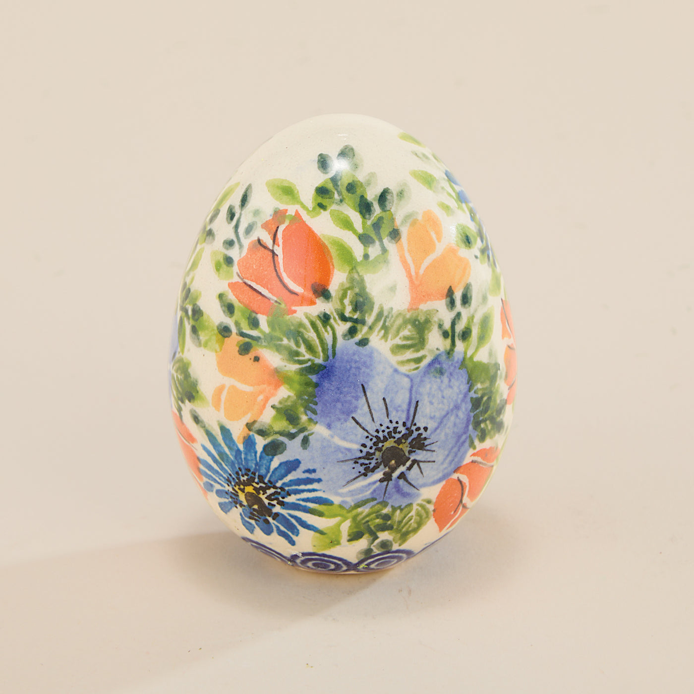 Polish Pottery Small Petal Pot Egg Sculpture