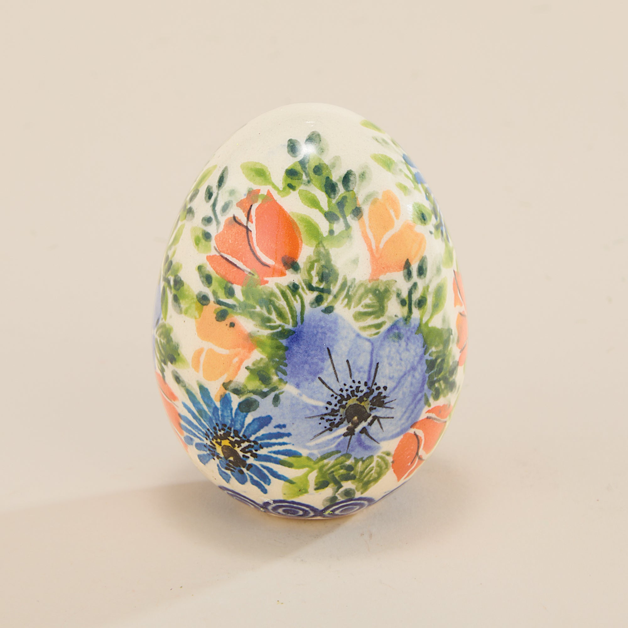 Polish Pottery Small Petal Pot Egg Sculpture