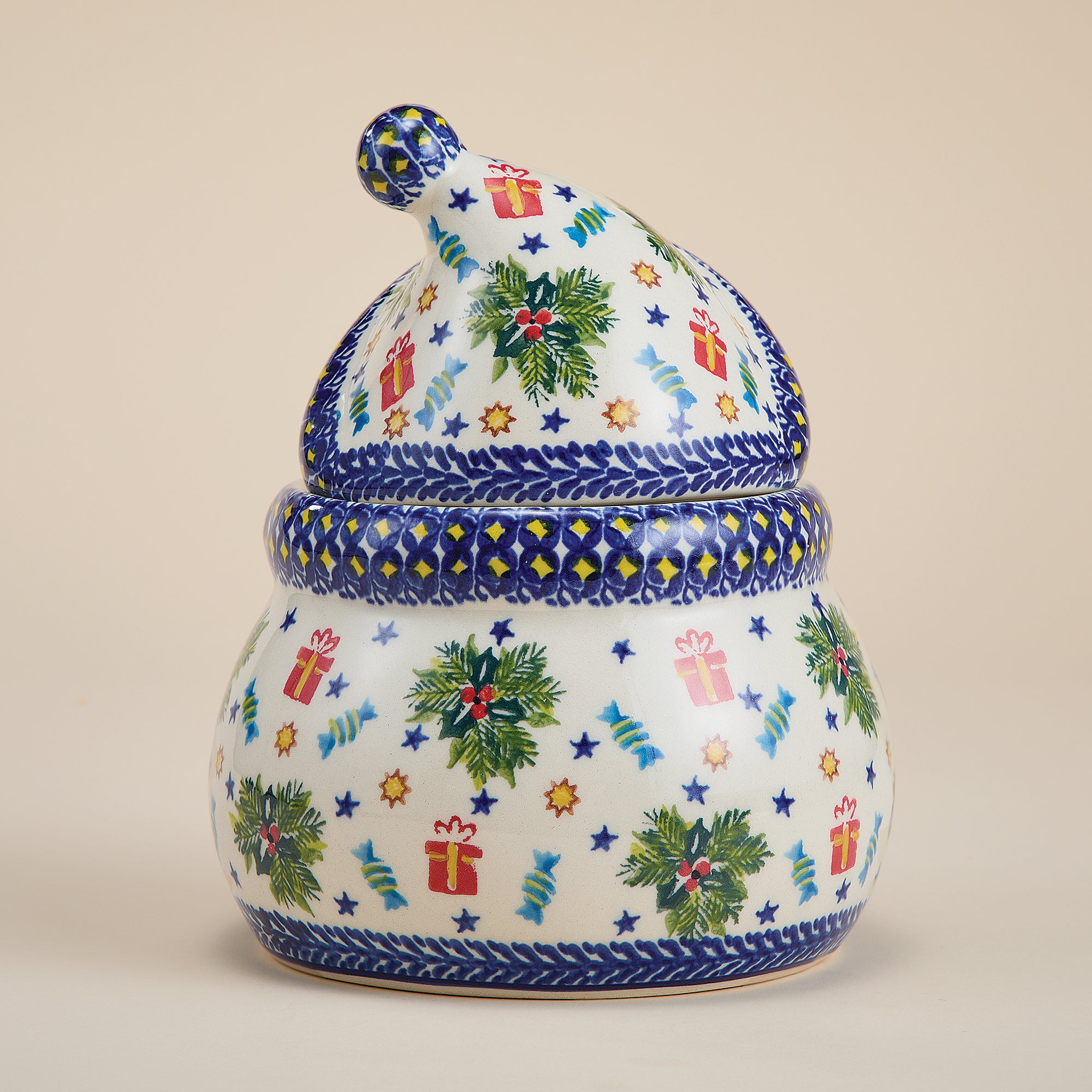 Polish Pottery Holiday Treats Snowman Cookie Jar