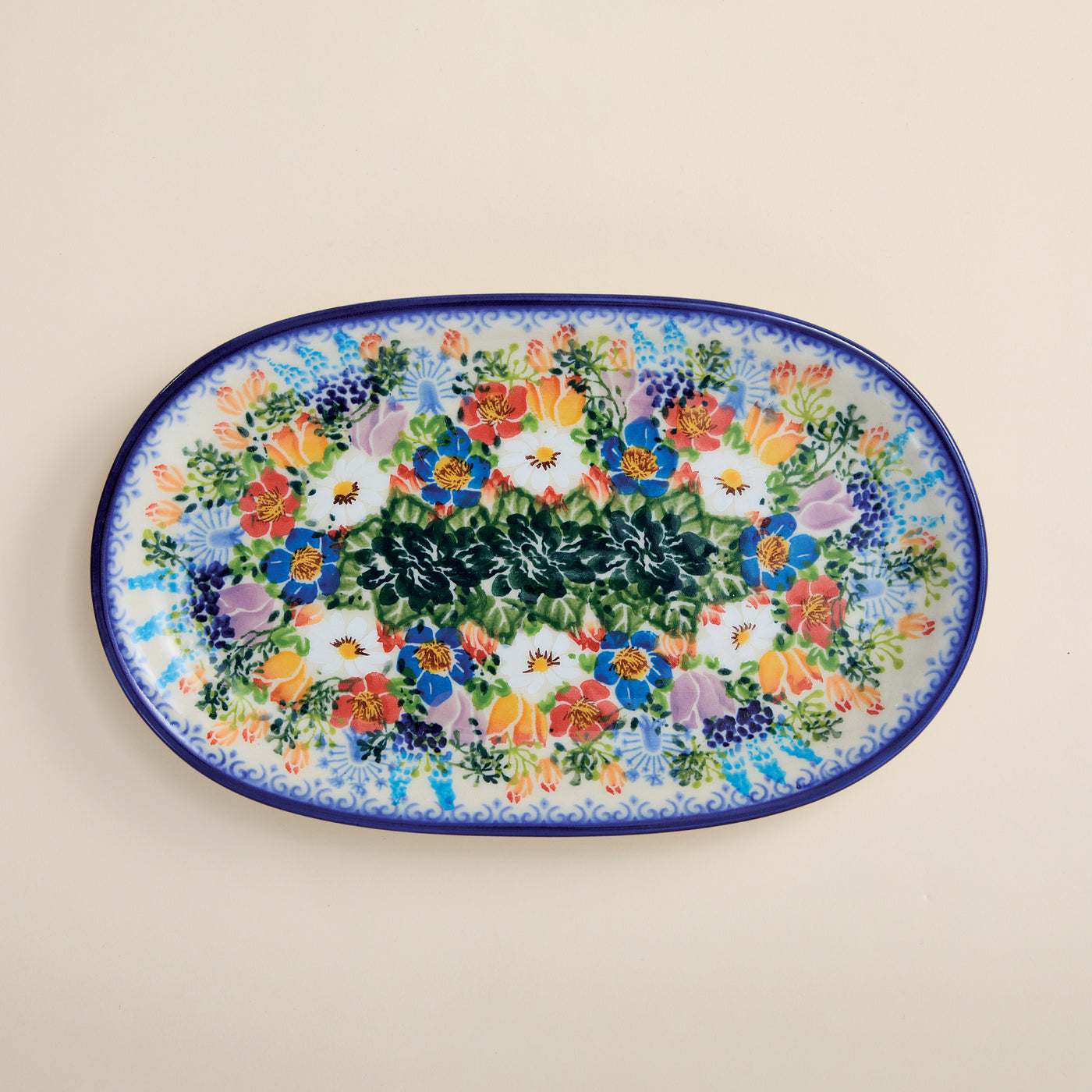 Polish Pottery Glorious Garden Oval Platter (Preorder)