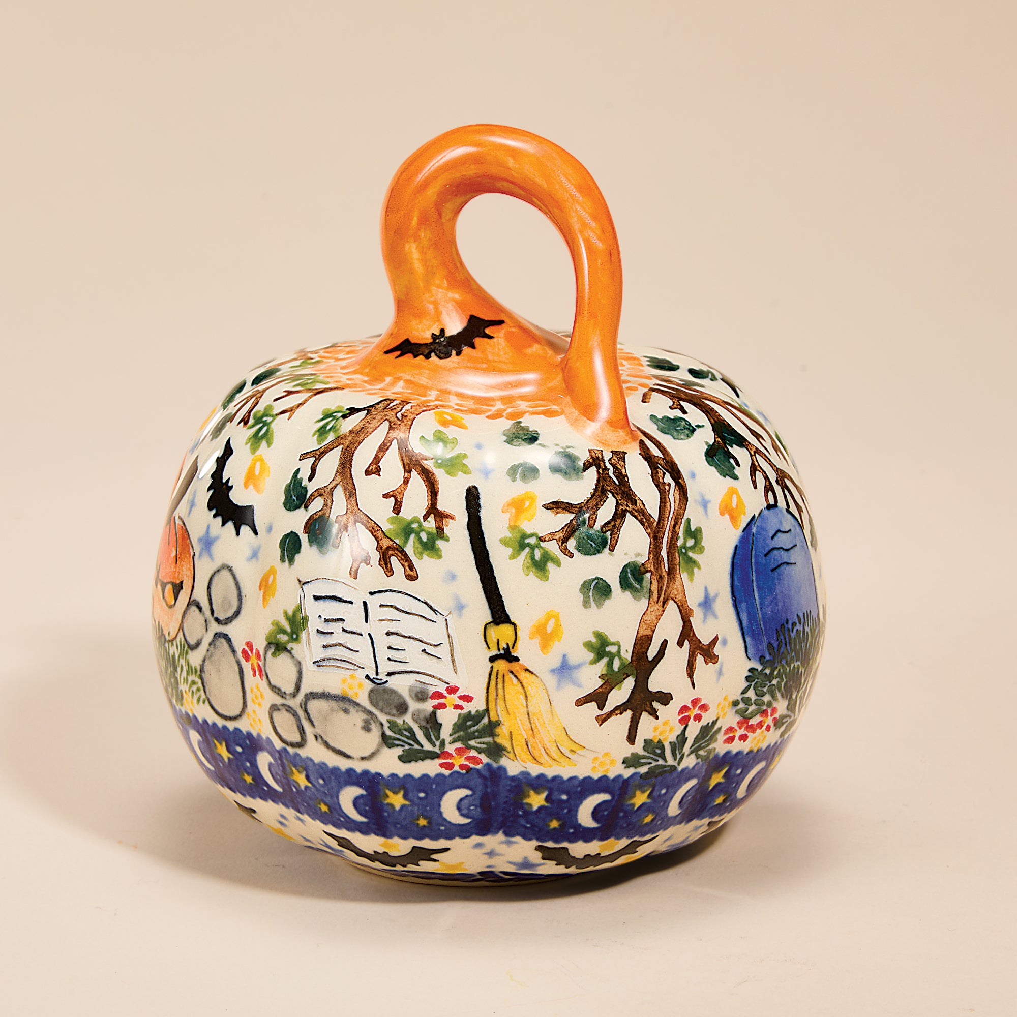 Polish Pottery Fright Night Mini Pumpkin (Preorder)