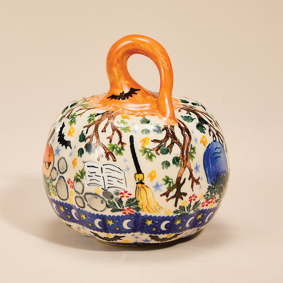 Polish Pottery Fright Night Mini Pumpkin (Preorder)