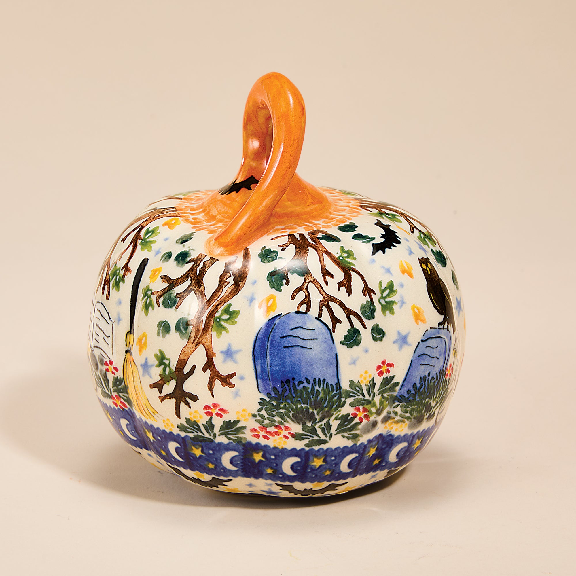 Polish Pottery Fright Night Mini Pumpkin (Preorder)