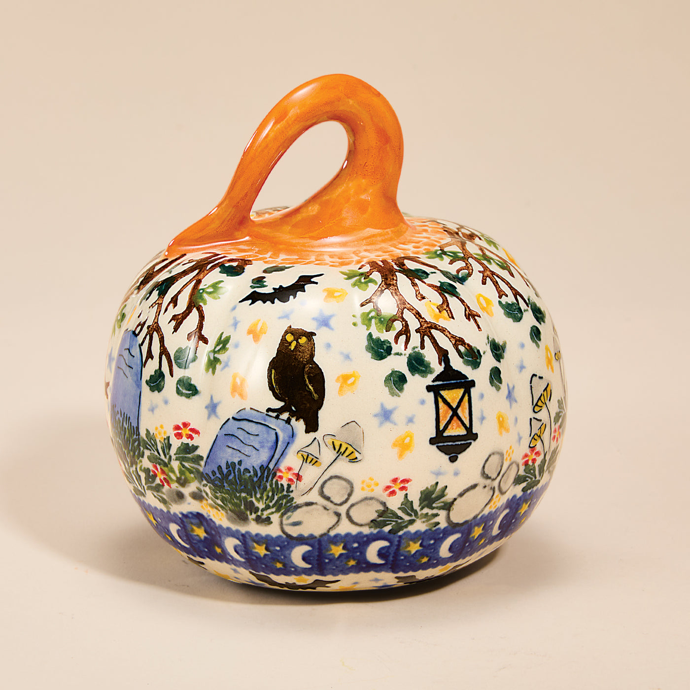 Polish Pottery Fright Night Mini Pumpkin (Preorder)