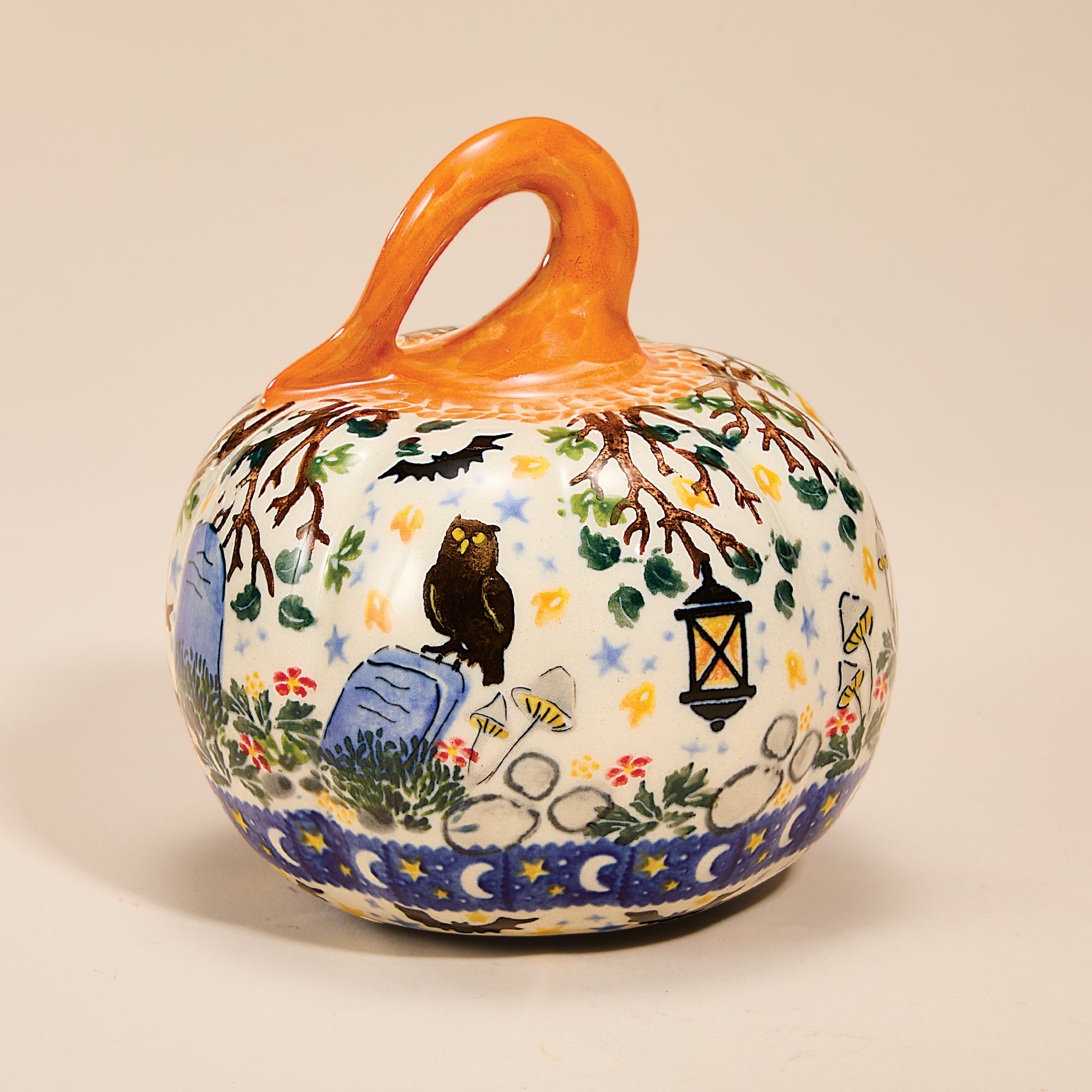 Polish Pottery Fright Night Mini Pumpkin (Preorder)