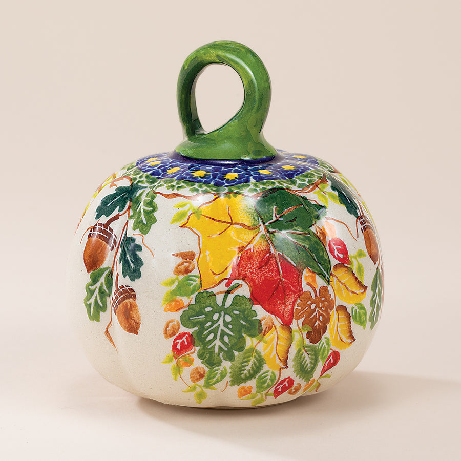 Polish Pottery Autumn Leaves Mini Pumpkin
