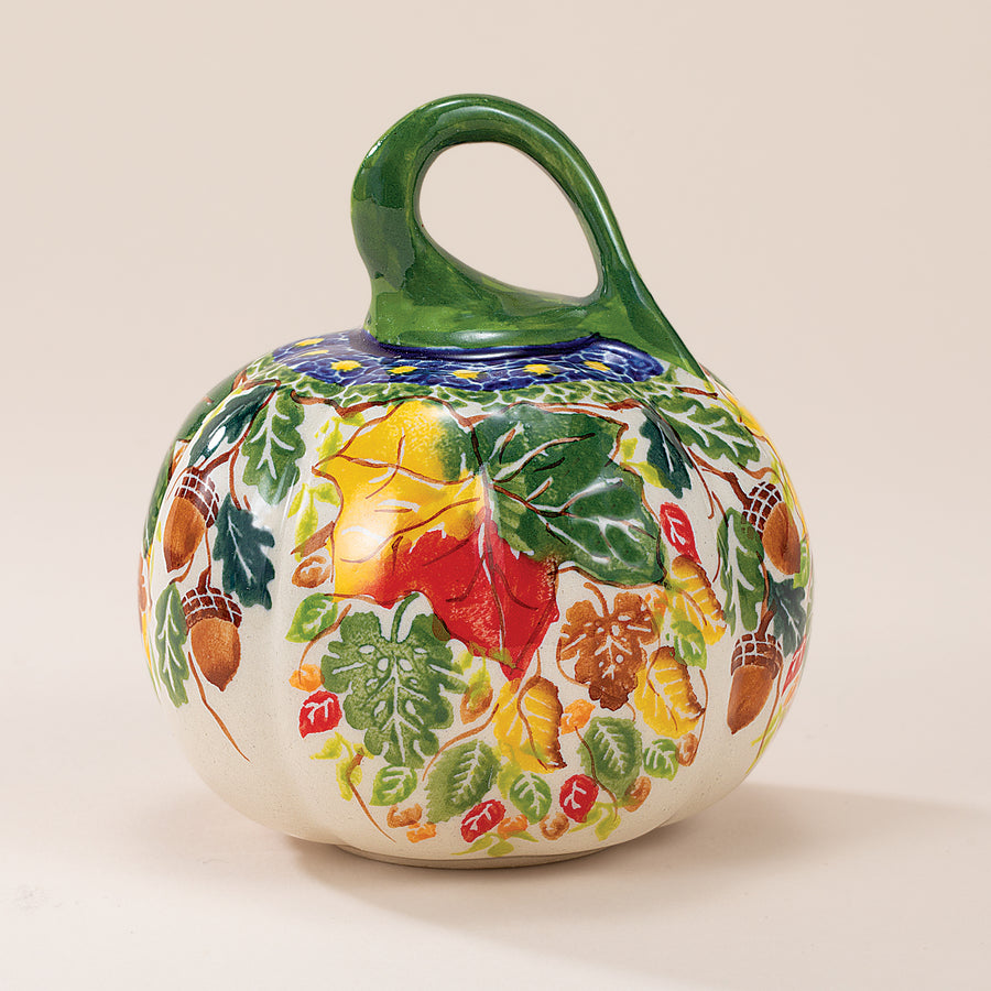 Polish Pottery Autumn Leaves Mini Pumpkin
