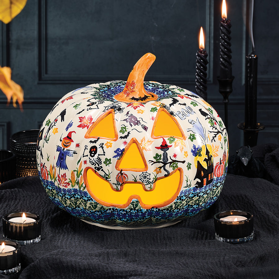 Polish Pottery Magic Moonlight Jack O' Lantern