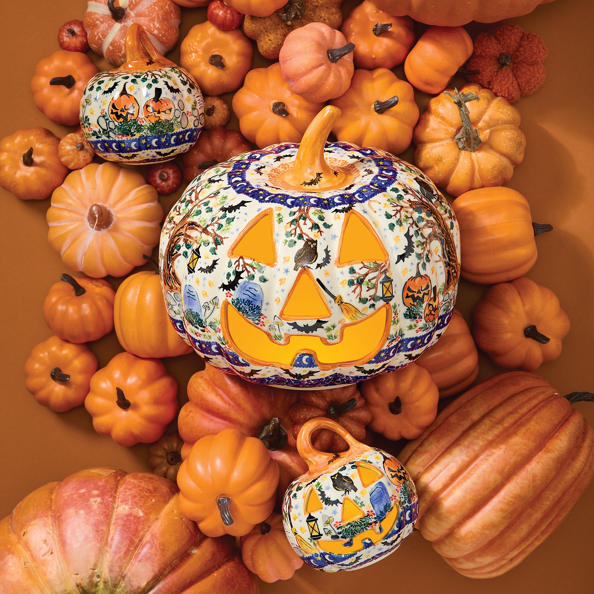 Polish Pottery Fright Night Mini Pumpkin (Preorder)