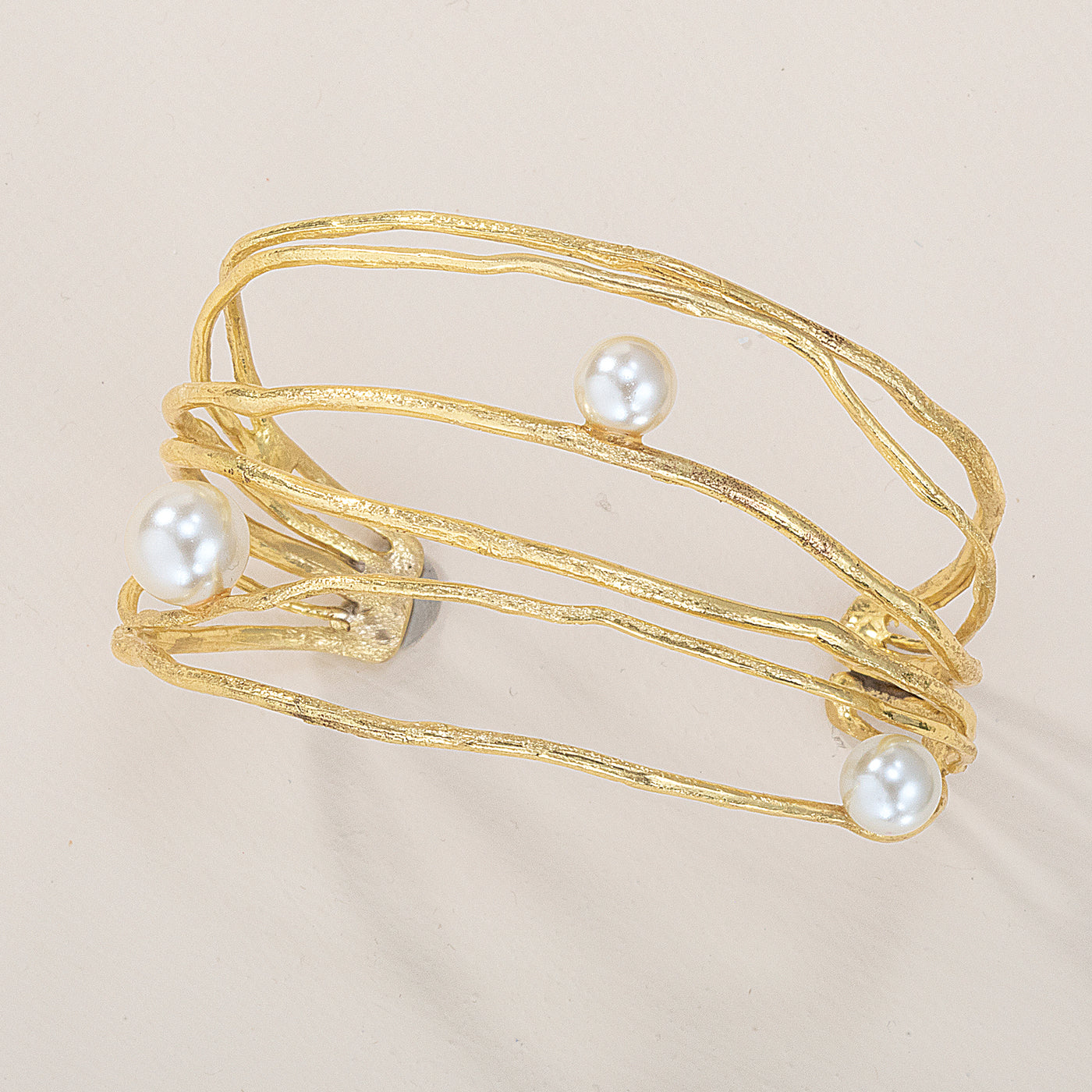 Oceans Apart White Glass Pearl Cuff
