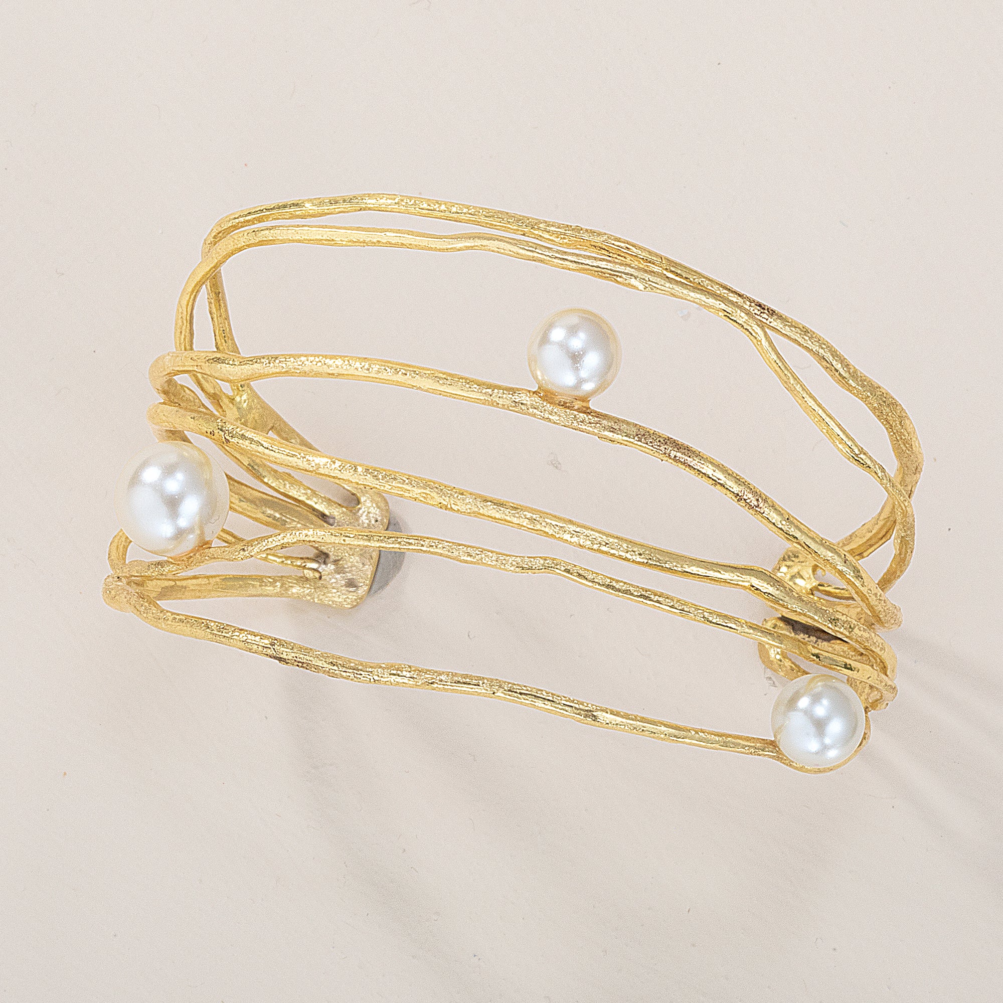 Oceans Apart White Glass Pearl Cuff