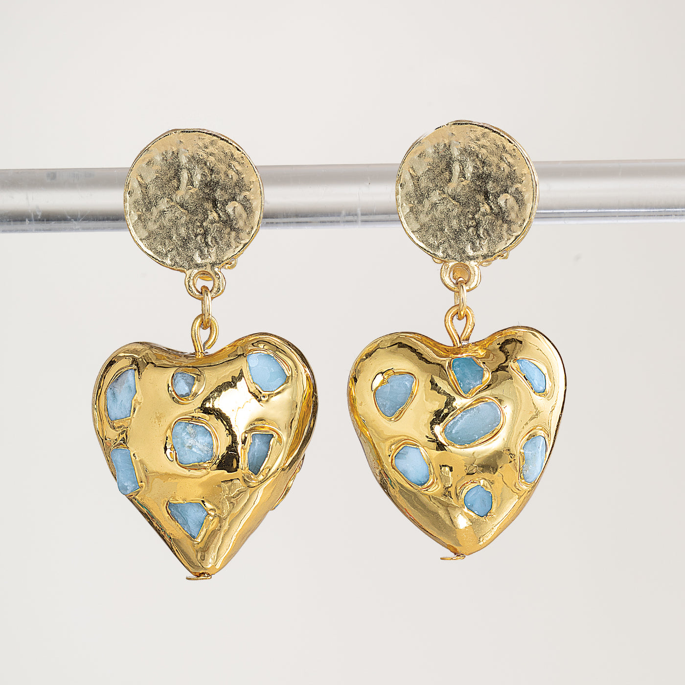 Luxe & Linked Amazonite Heart Clip-On Earrings