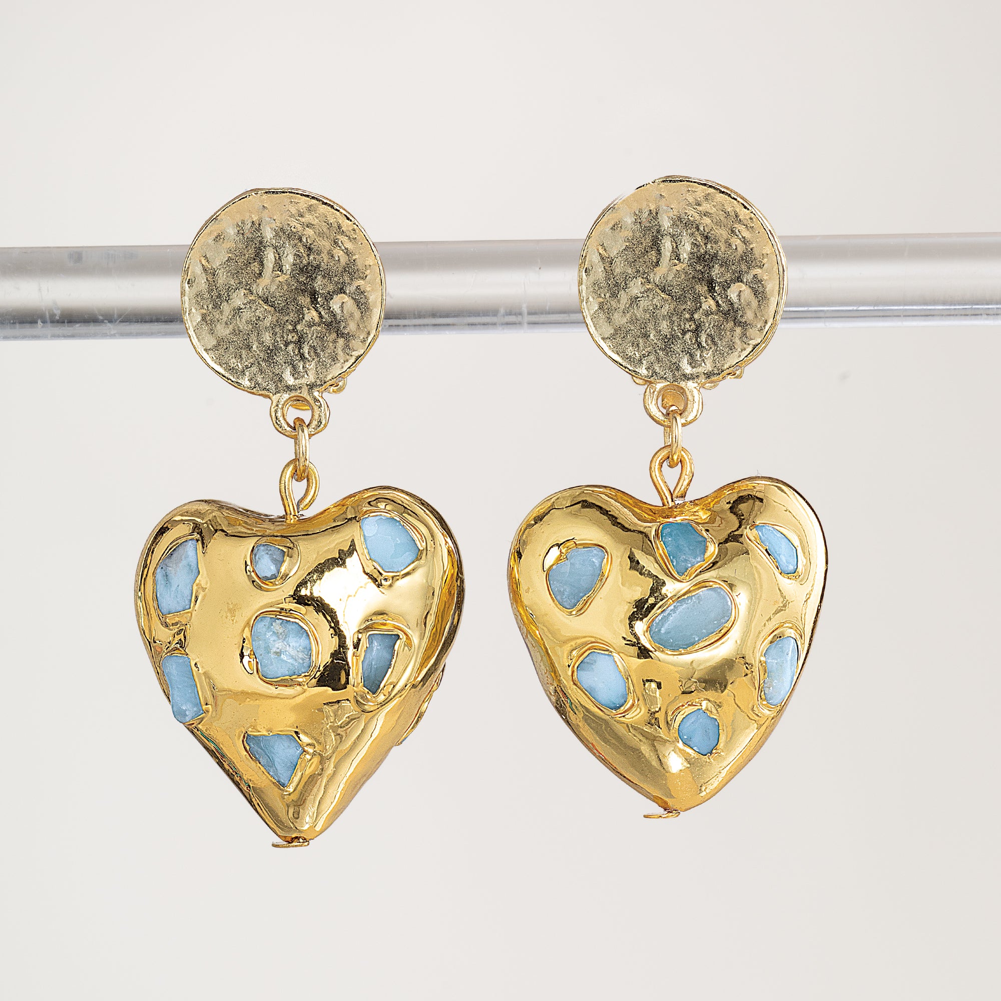 Luxe & Linked Amazonite Heart Clip-On Earrings