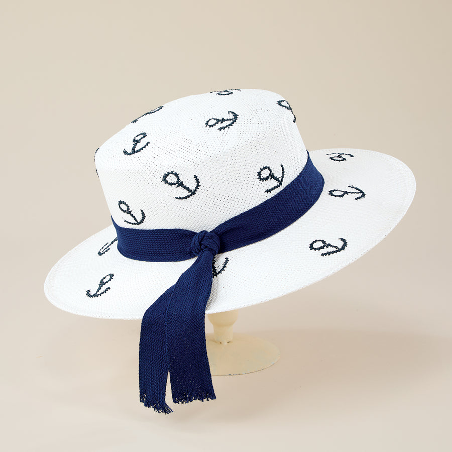 Presley Hand-Embroidered Straw Boater