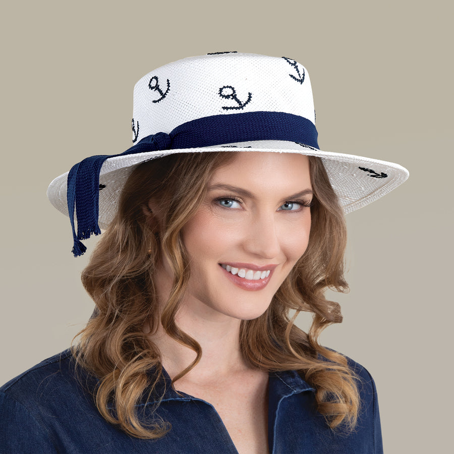 Presley Hand-Embroidered Straw Boater