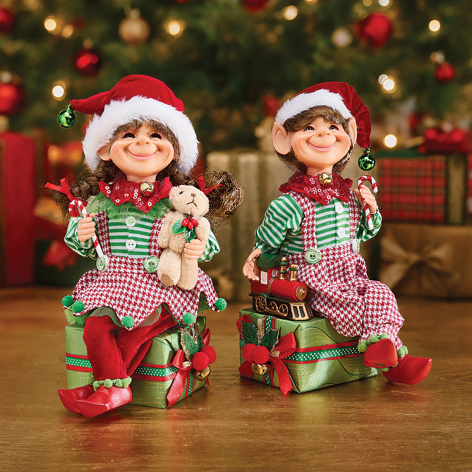 Jingle & Belle Christmas Elf Figurines, Set of 2 (Preorder)