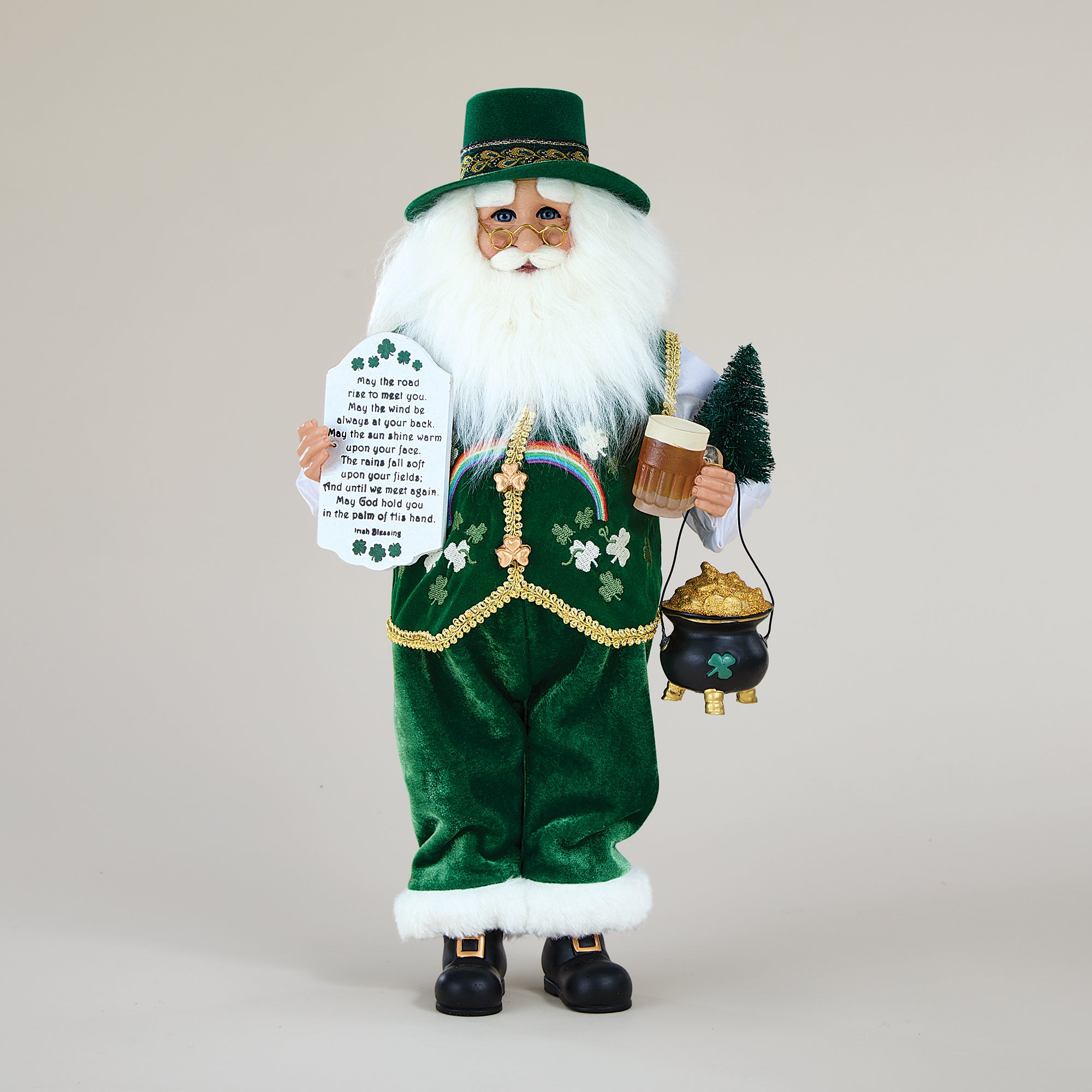 Irish Pot of Gold Santa Sculpture (Preorder)