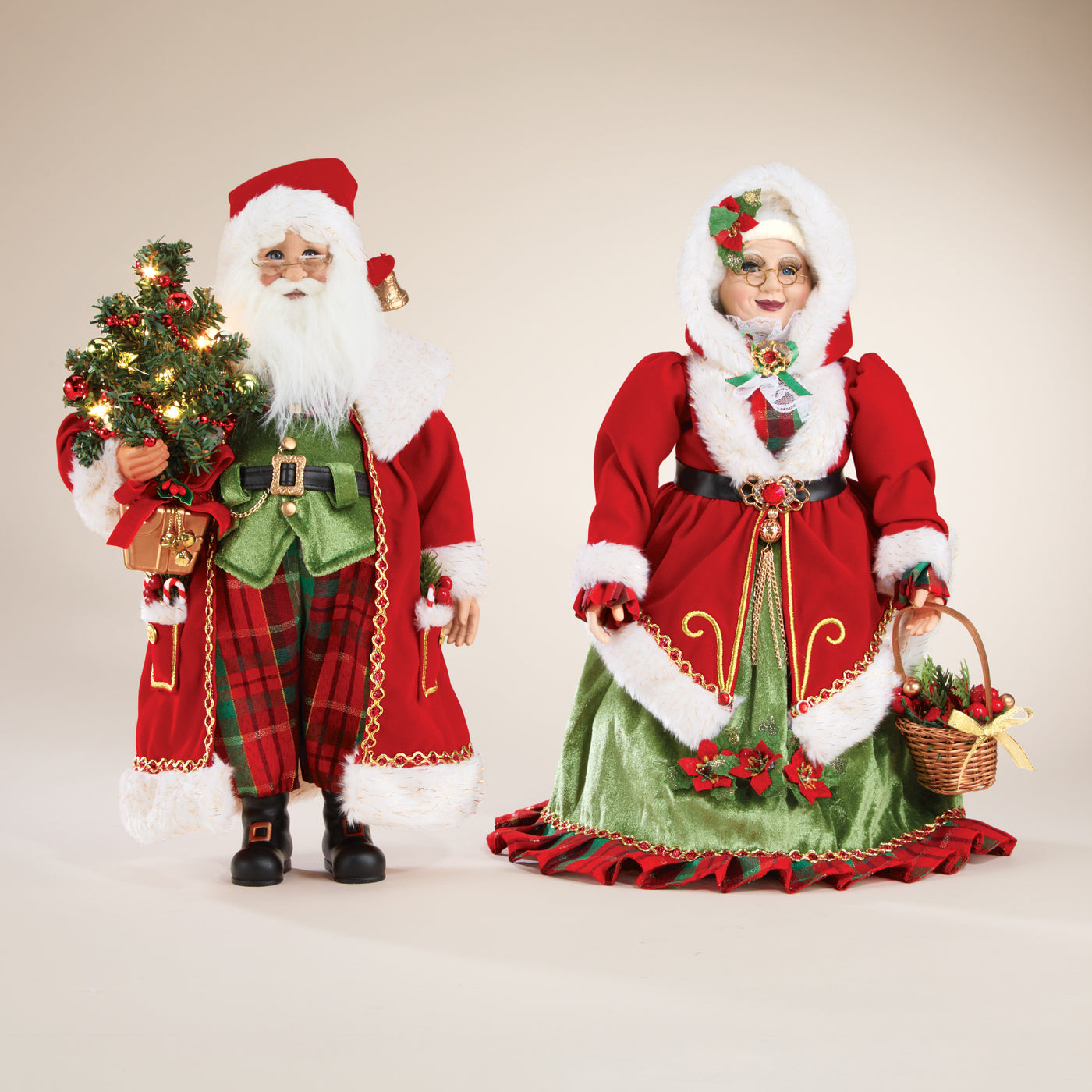 Home For The Holidays Lighted Mr. & Mrs. Santa Claus, Set of 2 (Preorder)