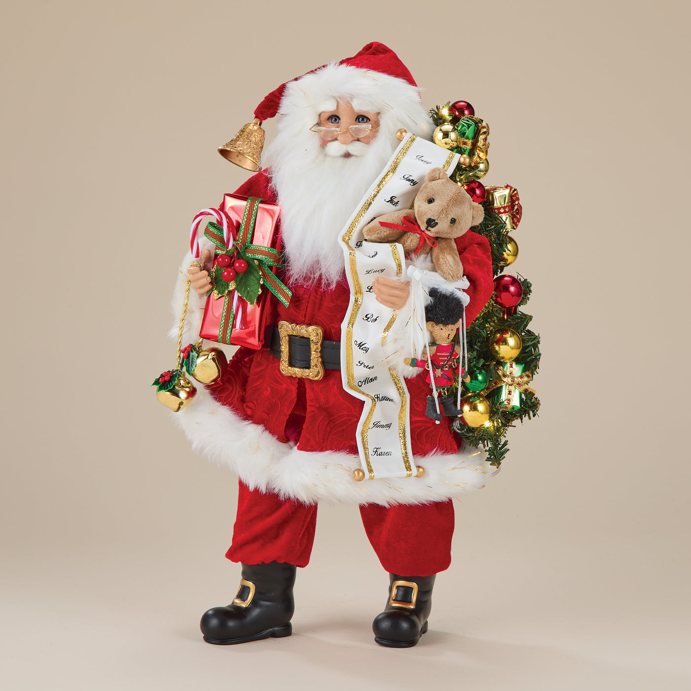 St. Nick with Lighted Sack of Toys Sculpture