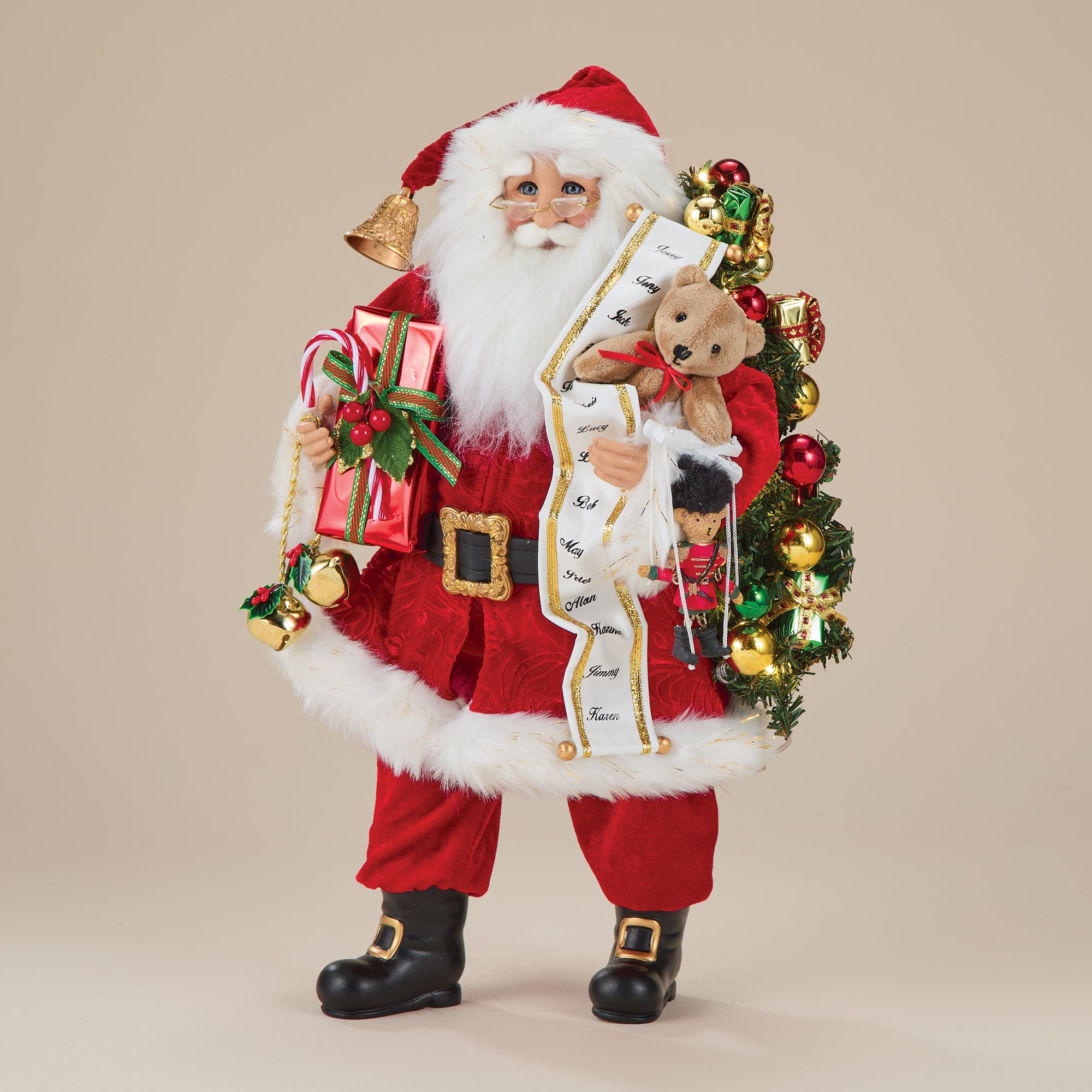 St. Nick with Lighted Sack of Toys Sculpture