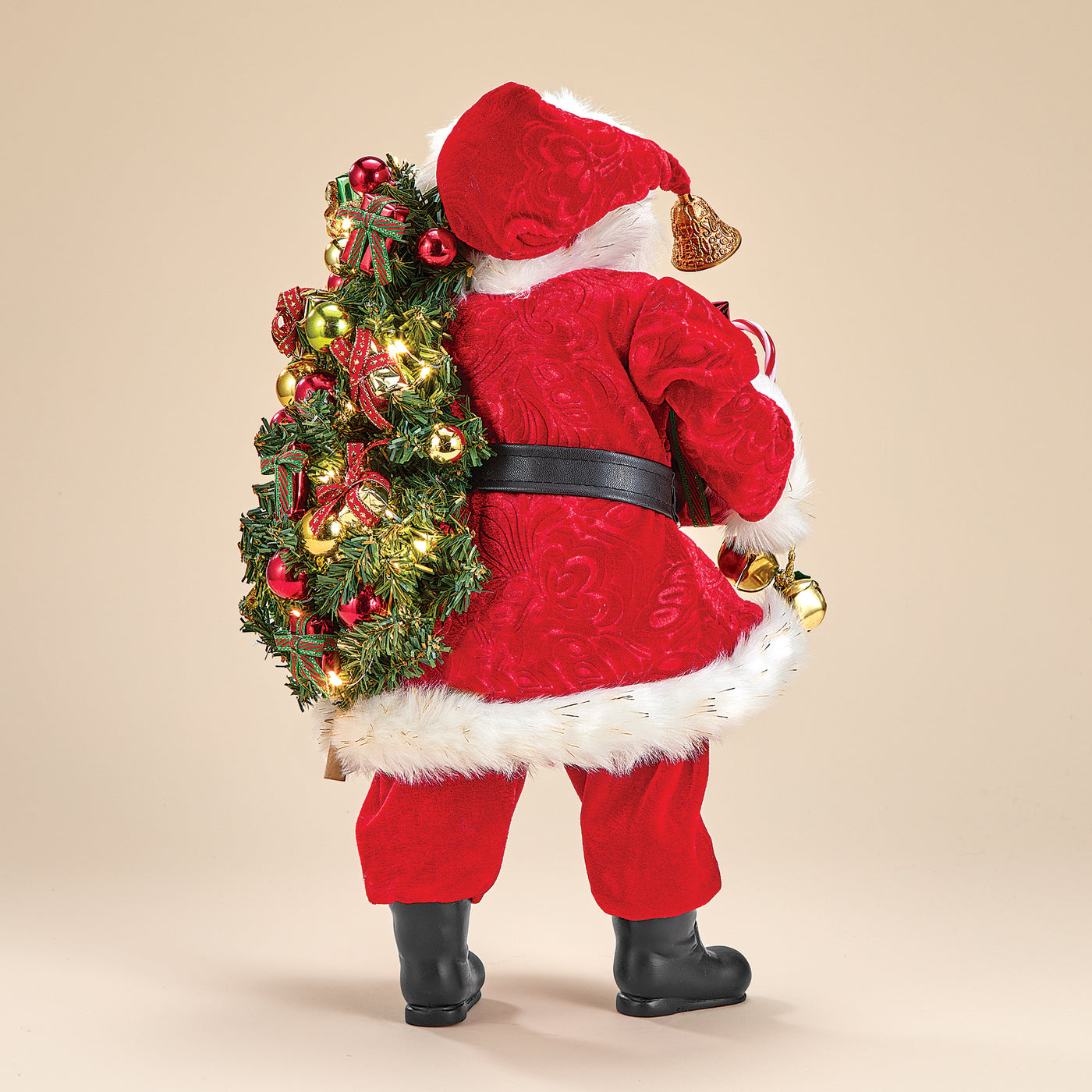 St. Nick with Lighted Sack of Toys Sculpture