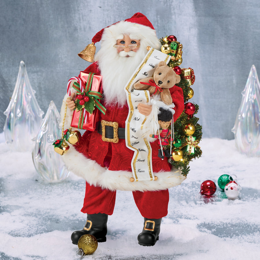 St. Nick with Lighted Sack of Toys Sculpture