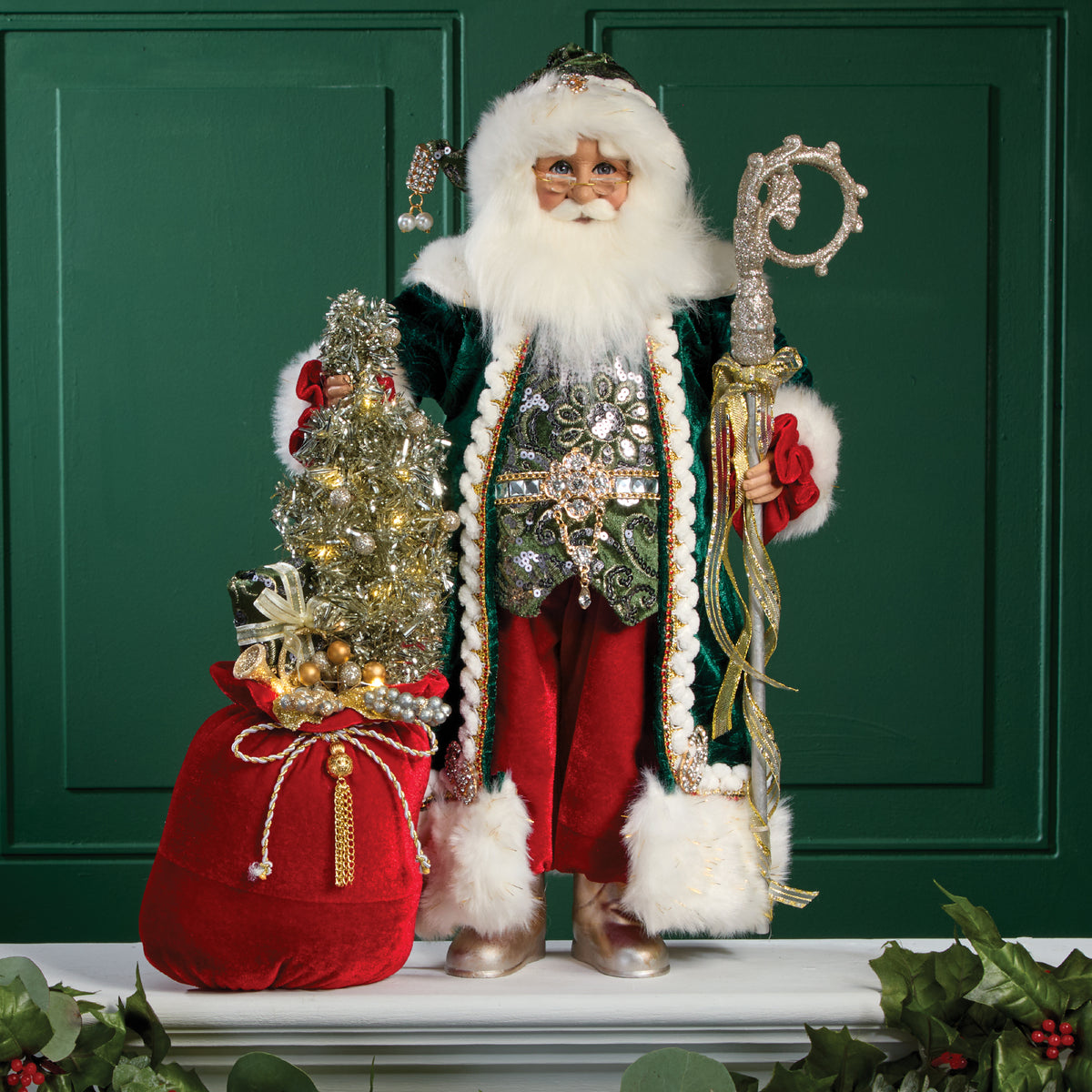 Lighted Sparkling Santa Sculpture