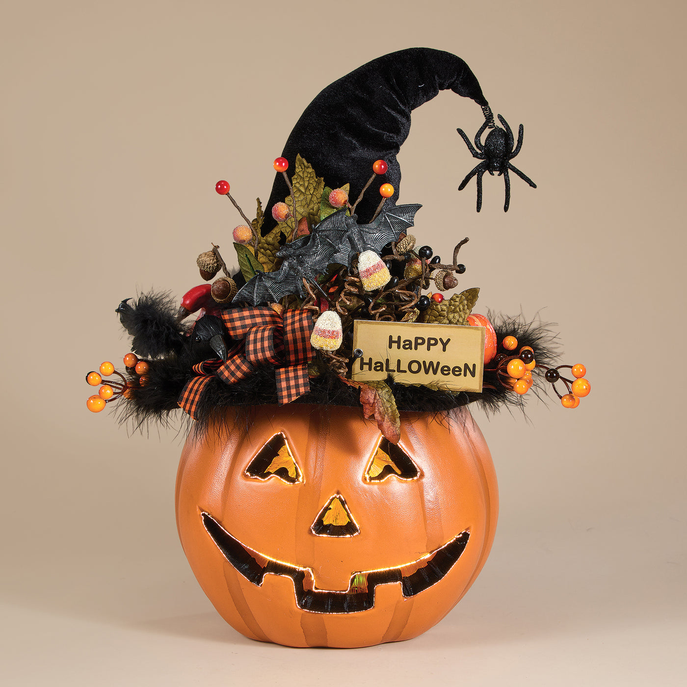 Lighted Happy Halloween Jack Sculpture (Preorder)
