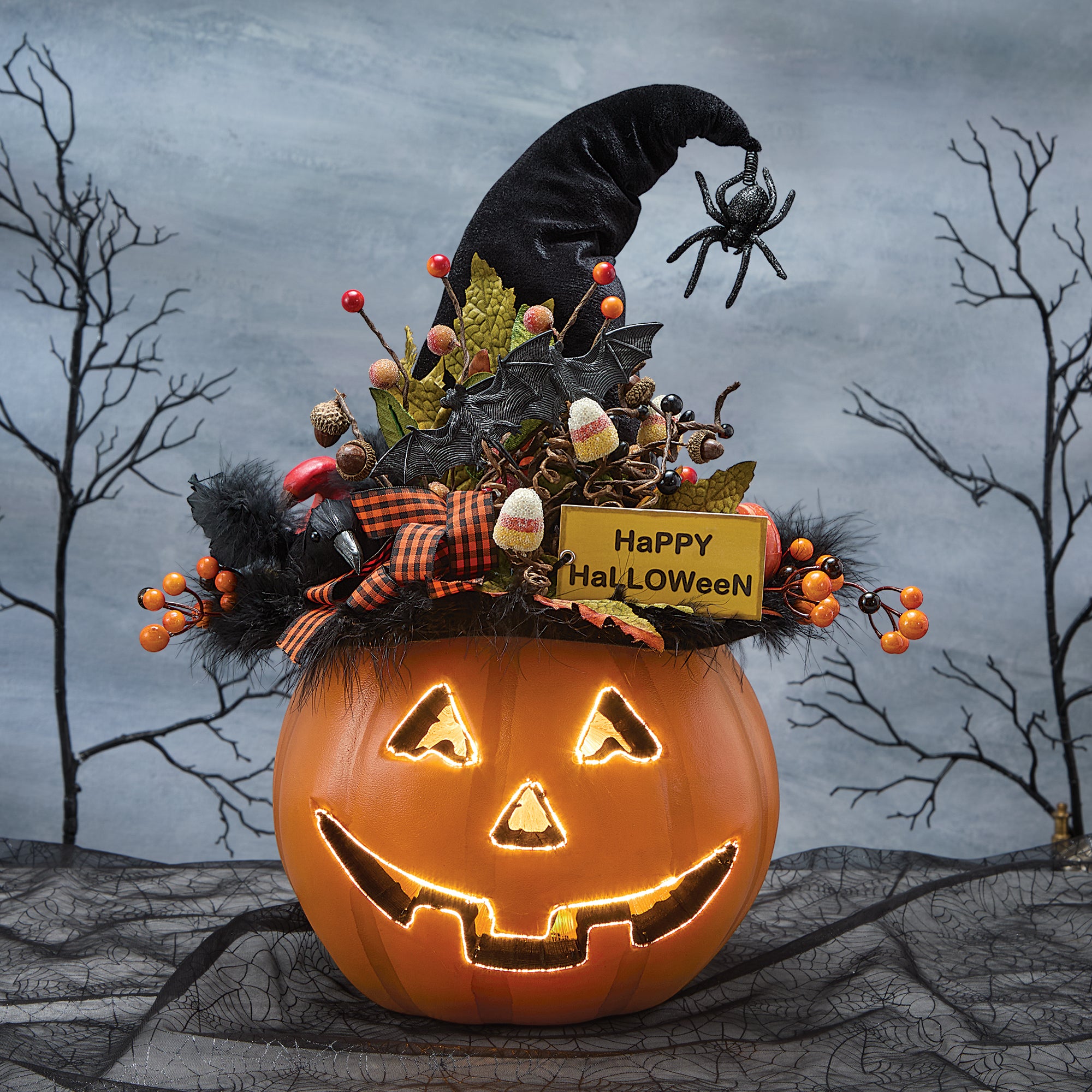 Lighted Happy Halloween Jack Sculpture (Preorder)