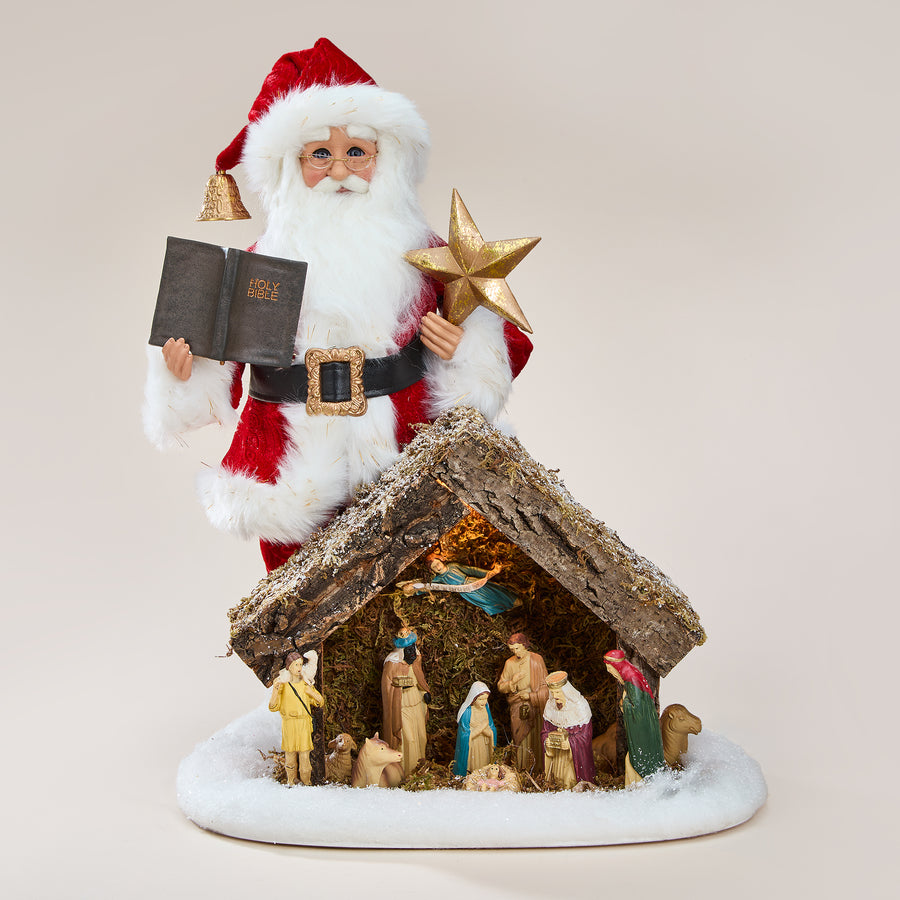 Santa & Lighted Nativity Sculpture (Preorder)