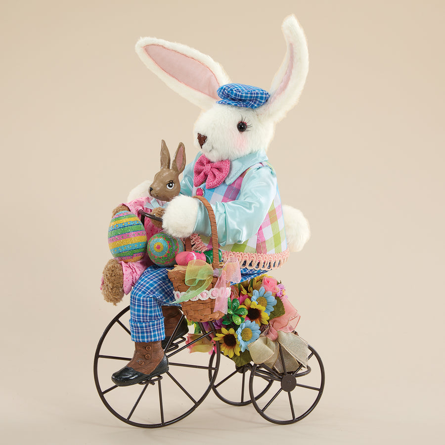 Vintage-Style Burt Bunny on a Bike Sculpture