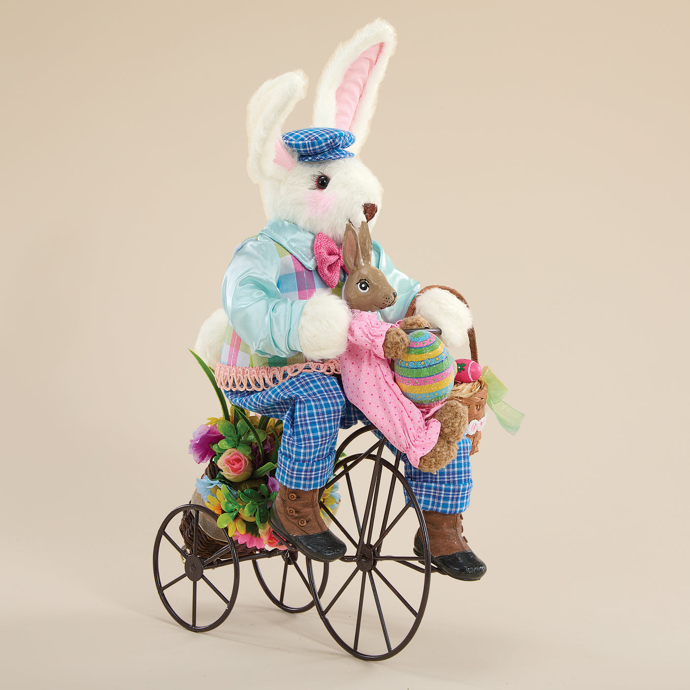 Vintage-Style Burt Bunny on a Bike Sculpture