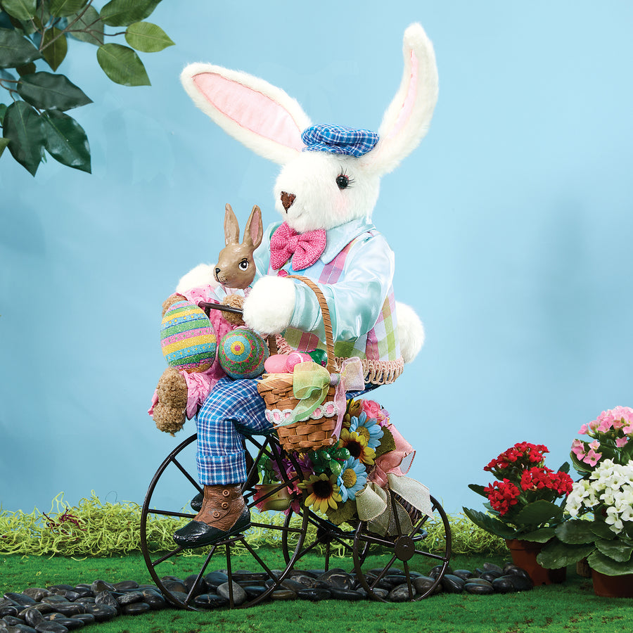 Vintage-Style Burt Bunny on a Bike Sculpture