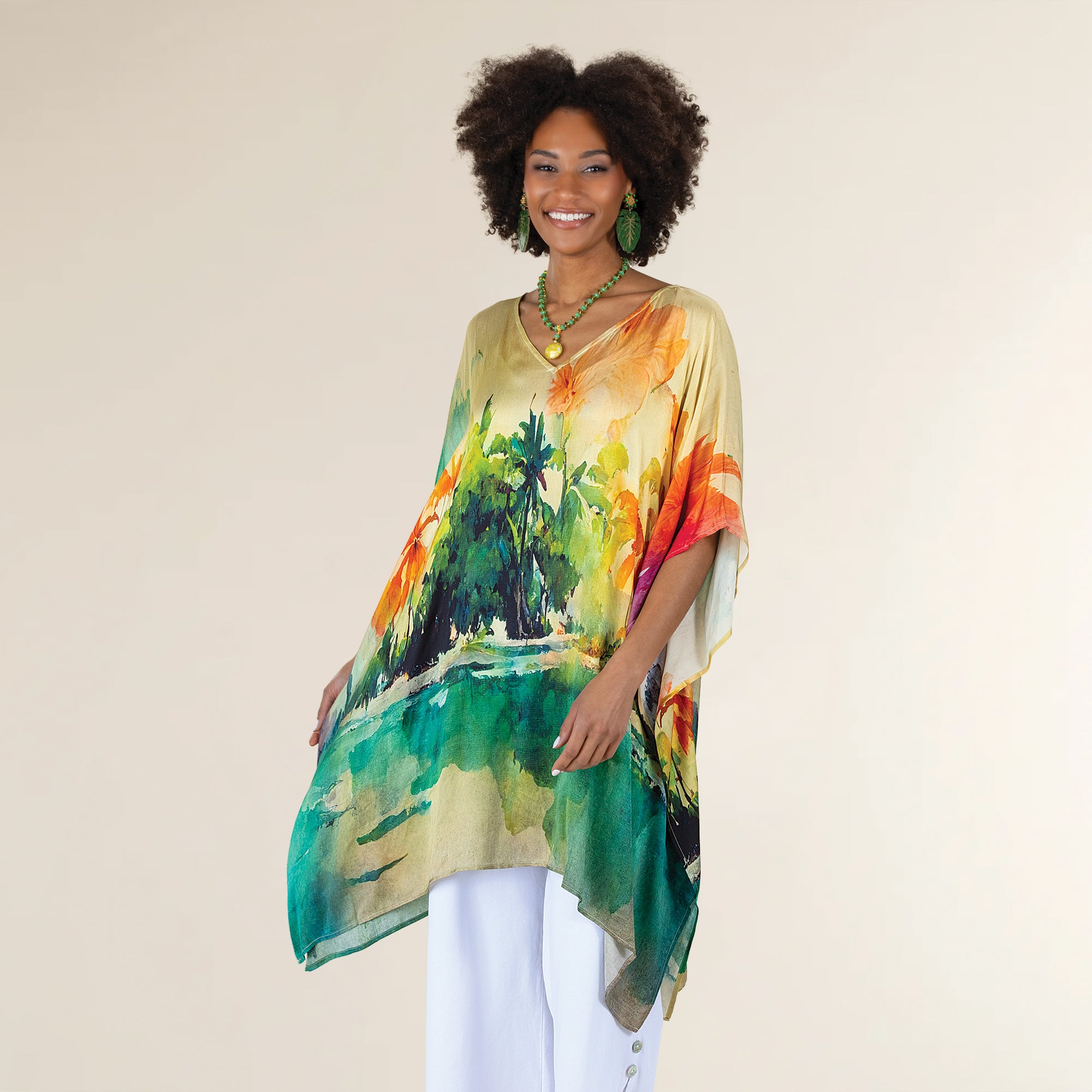 Watercolor Palm Trees Kaftan