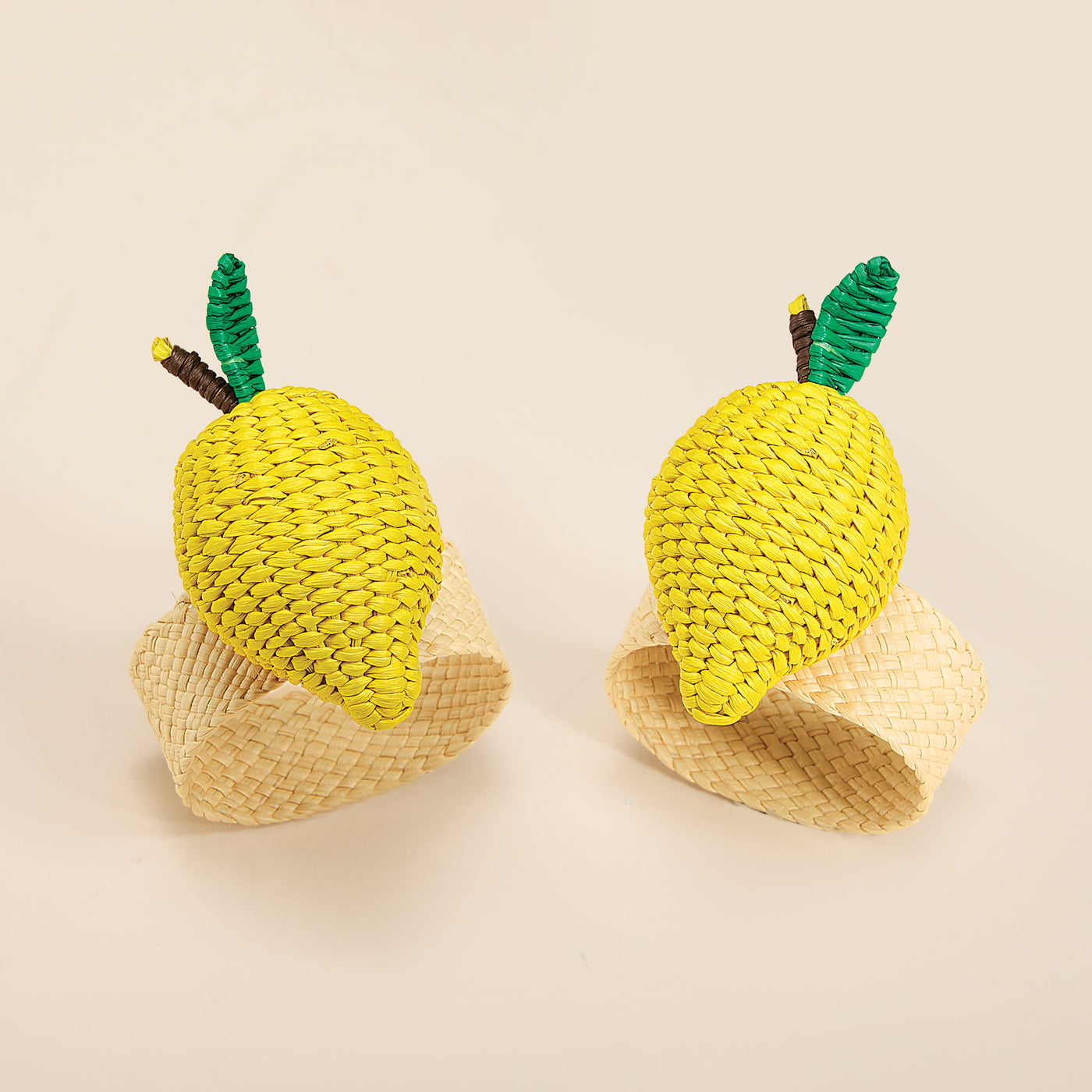 Hand-Woven Lemon Napkin Rings, Set of 2