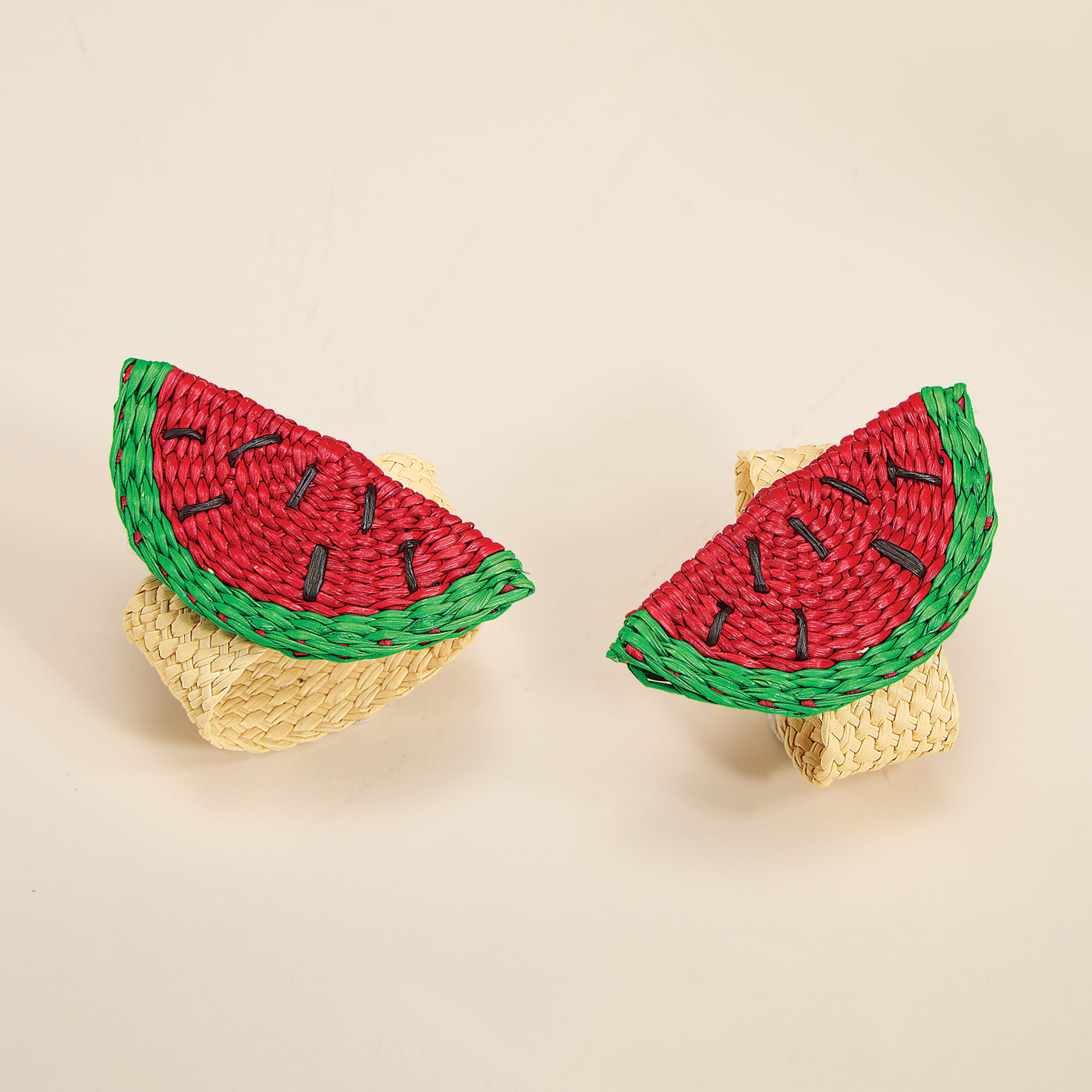 Hand-Woven Watermelon Napkin Rings, Set of 2