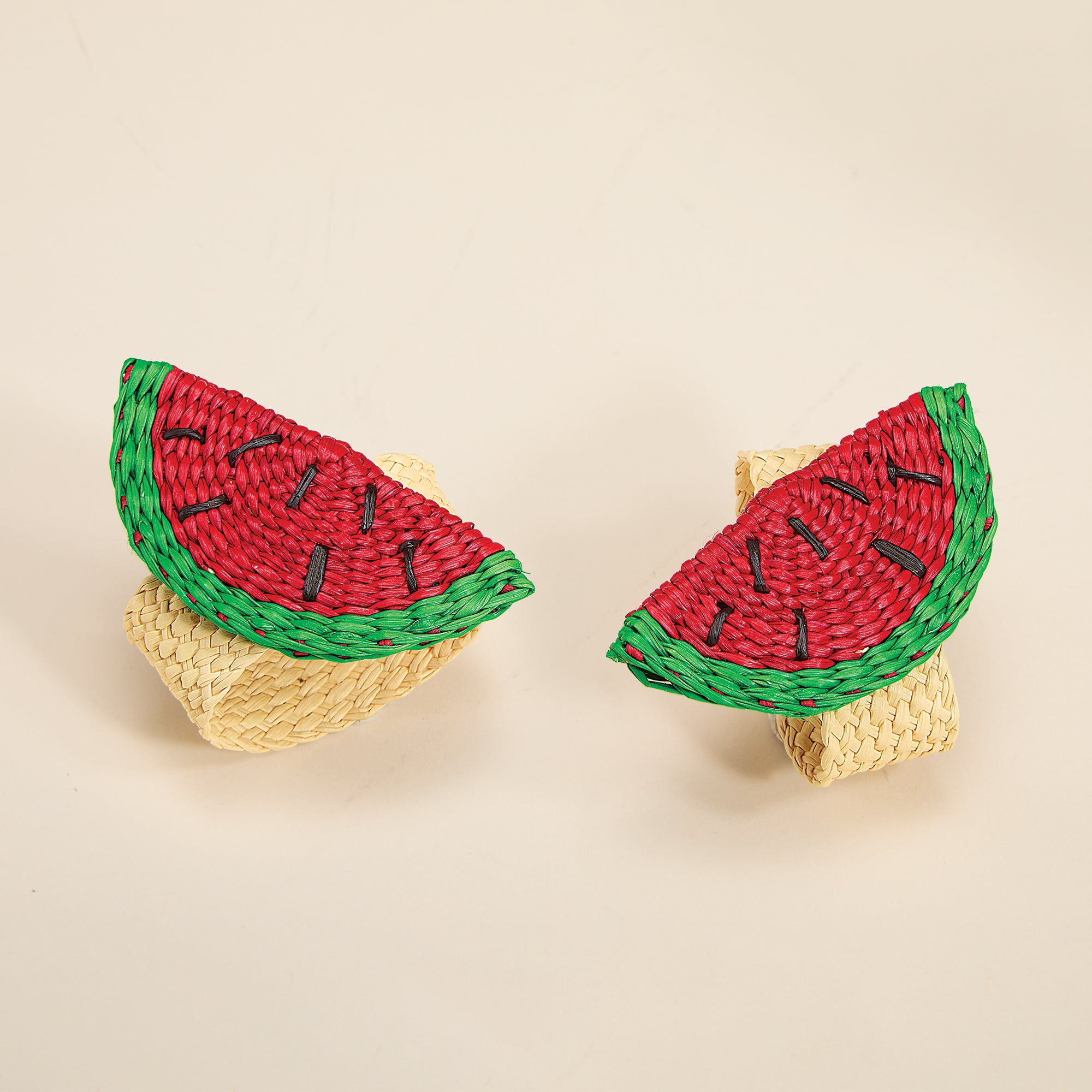Hand-Woven Watermelon Napkin Rings, Set of 2