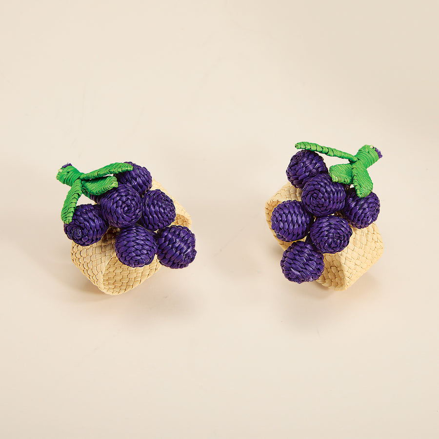 Hand-Woven Grape Napkin Rings Set of 2