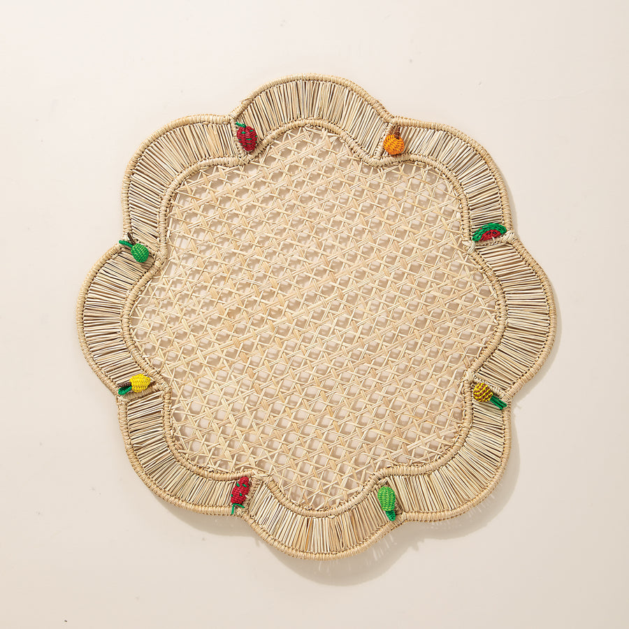 Hand-Woven Fun Fruits Scalloped Placemat