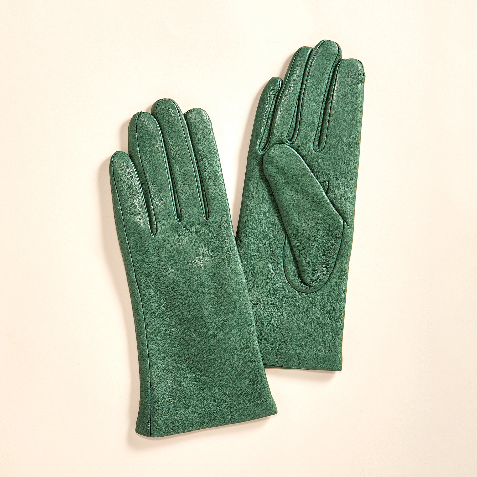 Cashmere Lined Olive Leather Gloves | Uno Alla Volta