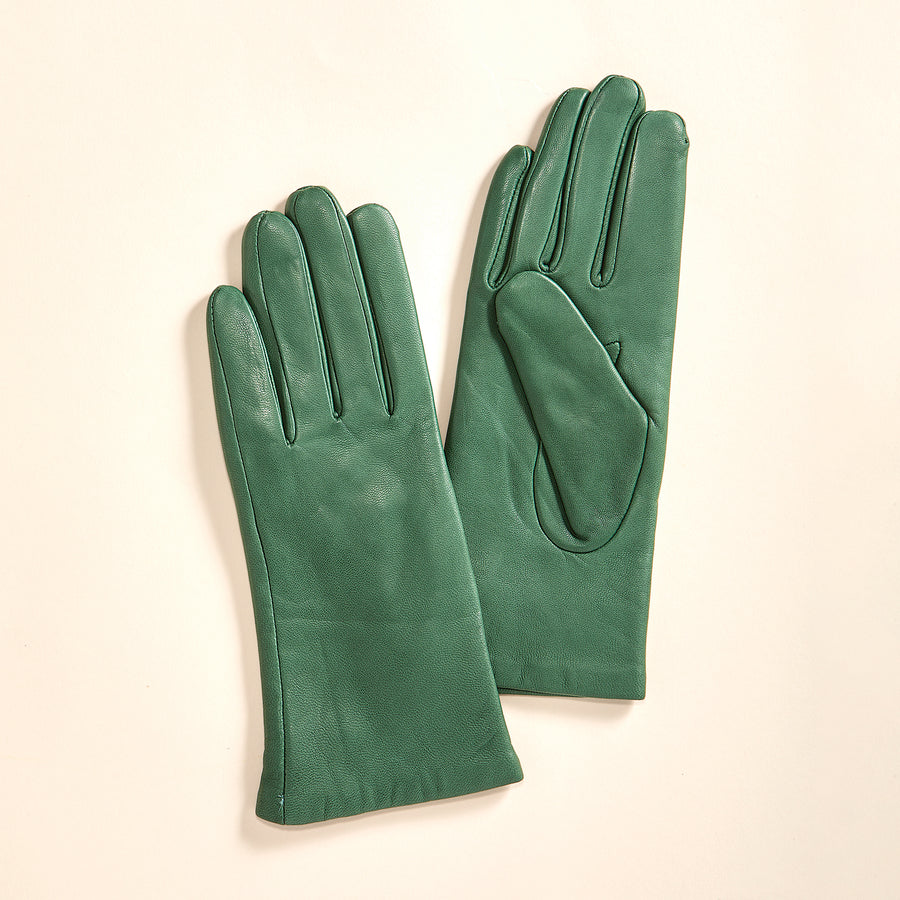 Cashmere Lined Olive Leather Gloves