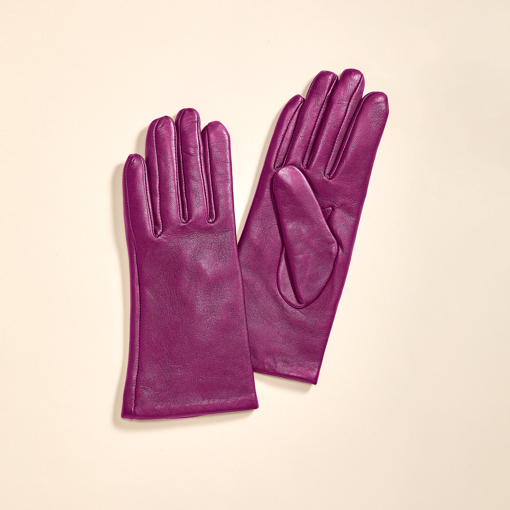 Cashmere Lined Plum Leather Gloves