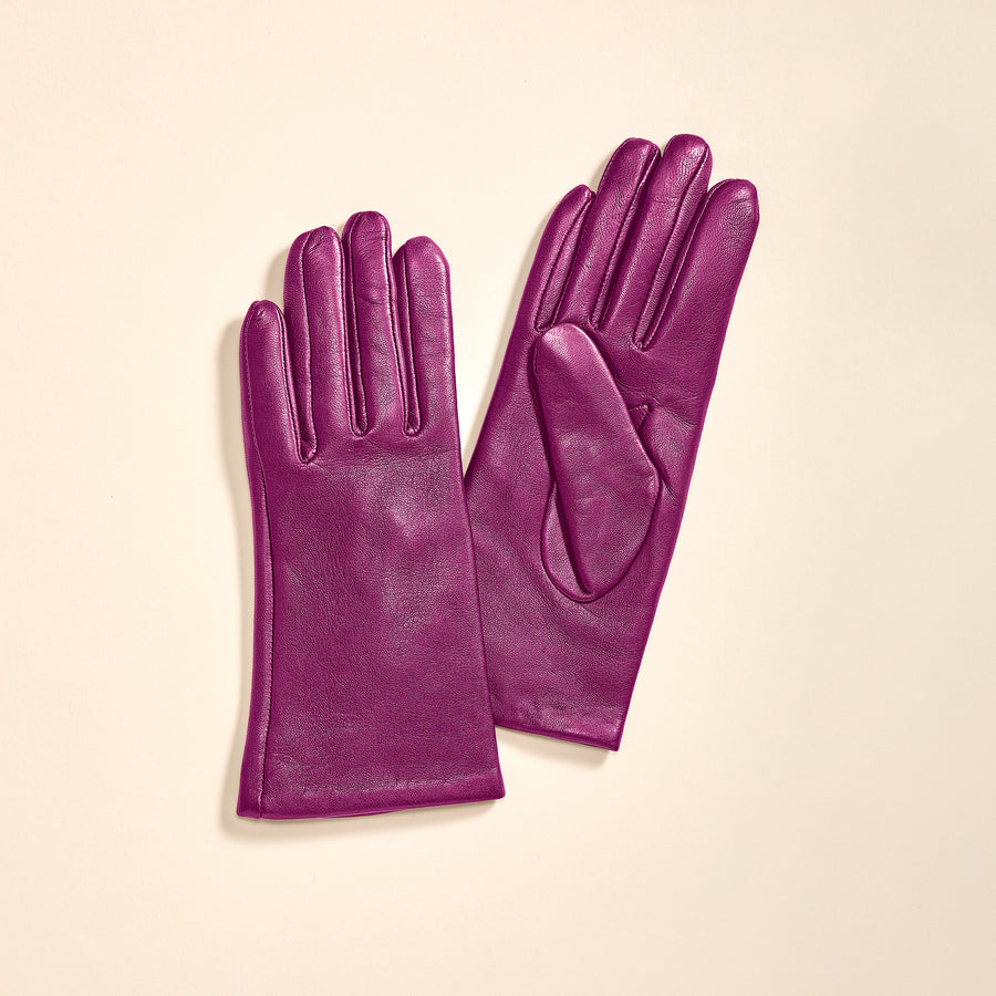 Cashmere Lined Plum Leather Gloves