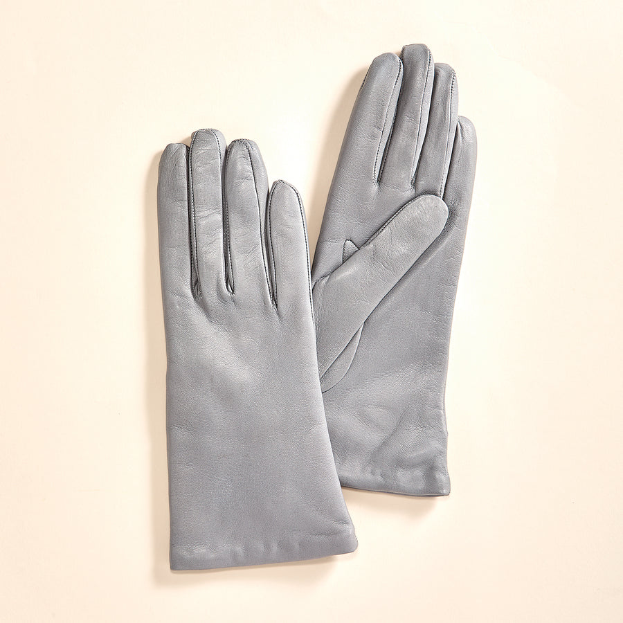 Cashmere Lined Dove Grey Leather Gloves