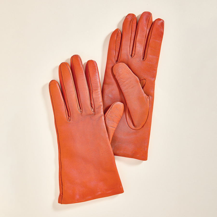 Cashmere Lined Terracotta Leather Gloves