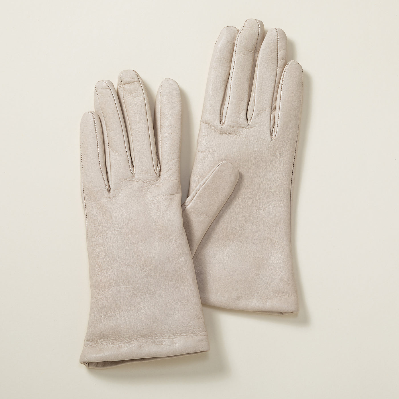 Cashmere Lined Ivory Leather Gloves